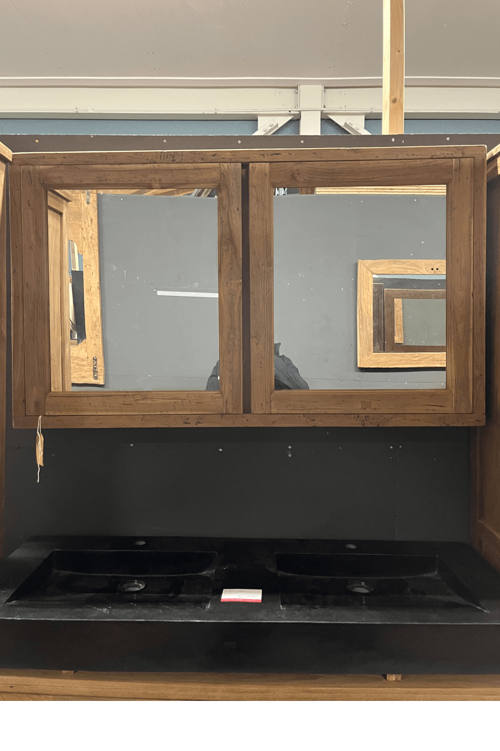 teak houten spiegelkast rural 120x15x70 cm