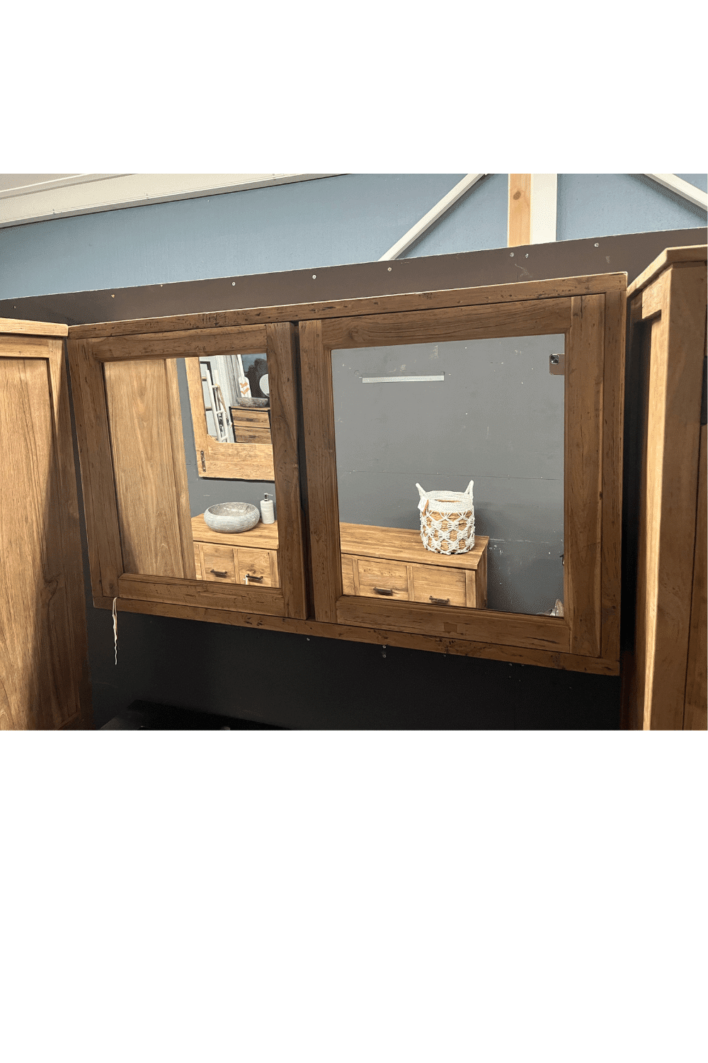 teak houten spiegelkast rural 120x15x70 cm