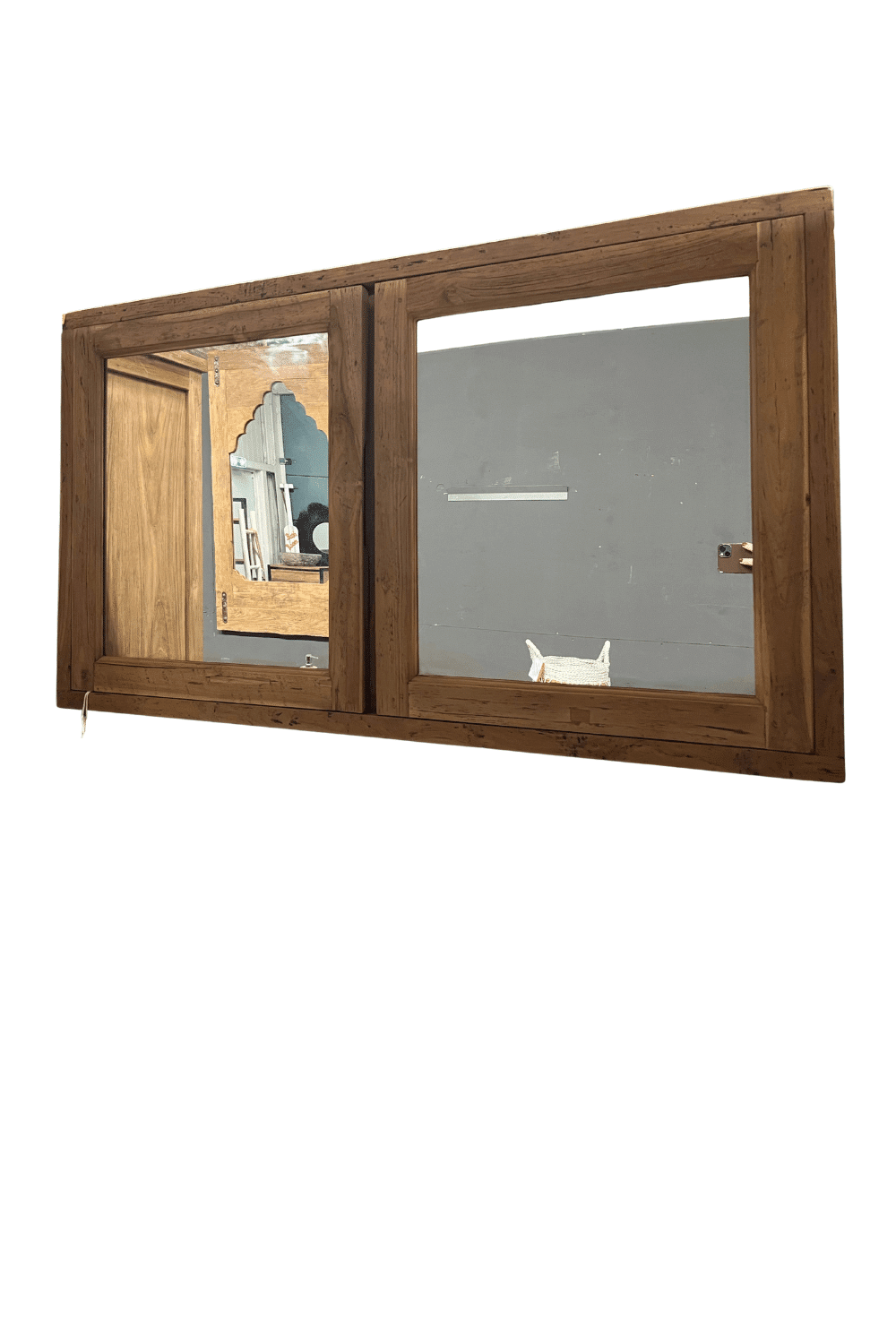 teak houten spiegelkast rural 120x15x70 cm