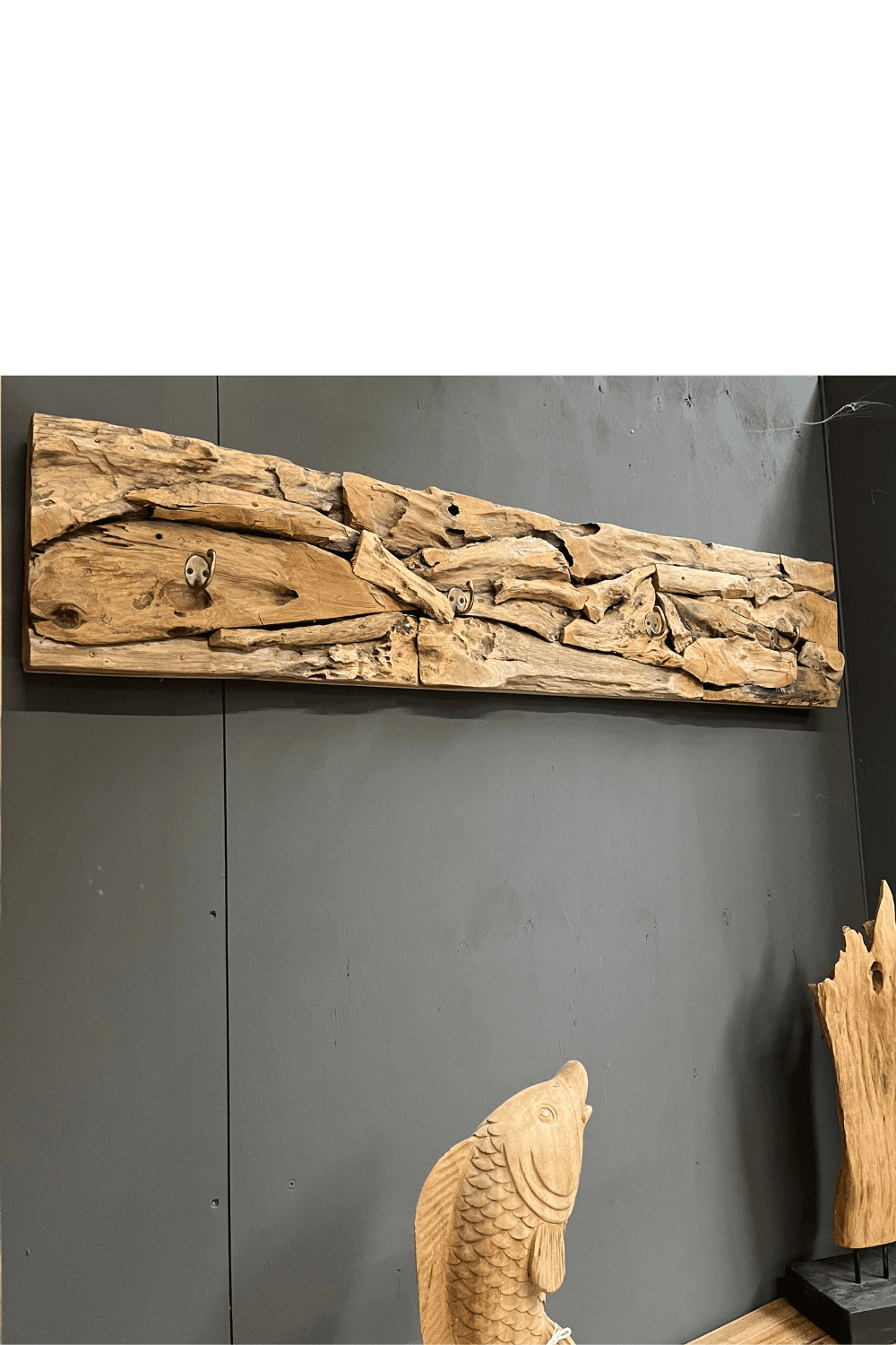 Kapstok wortel teak 130x25x5 cm