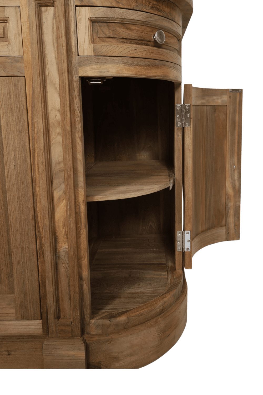 Landelijk teak houten badkamer meubel met ronde hoeken 125x59x90 cm