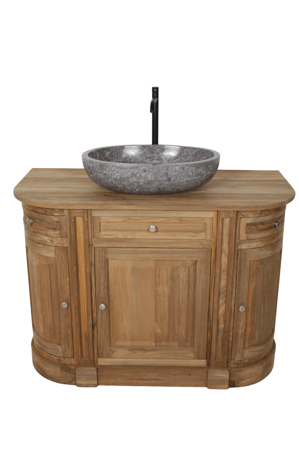 Landelijk teak houten badkamer meubel met ronde hoeken 125x59x90 cm