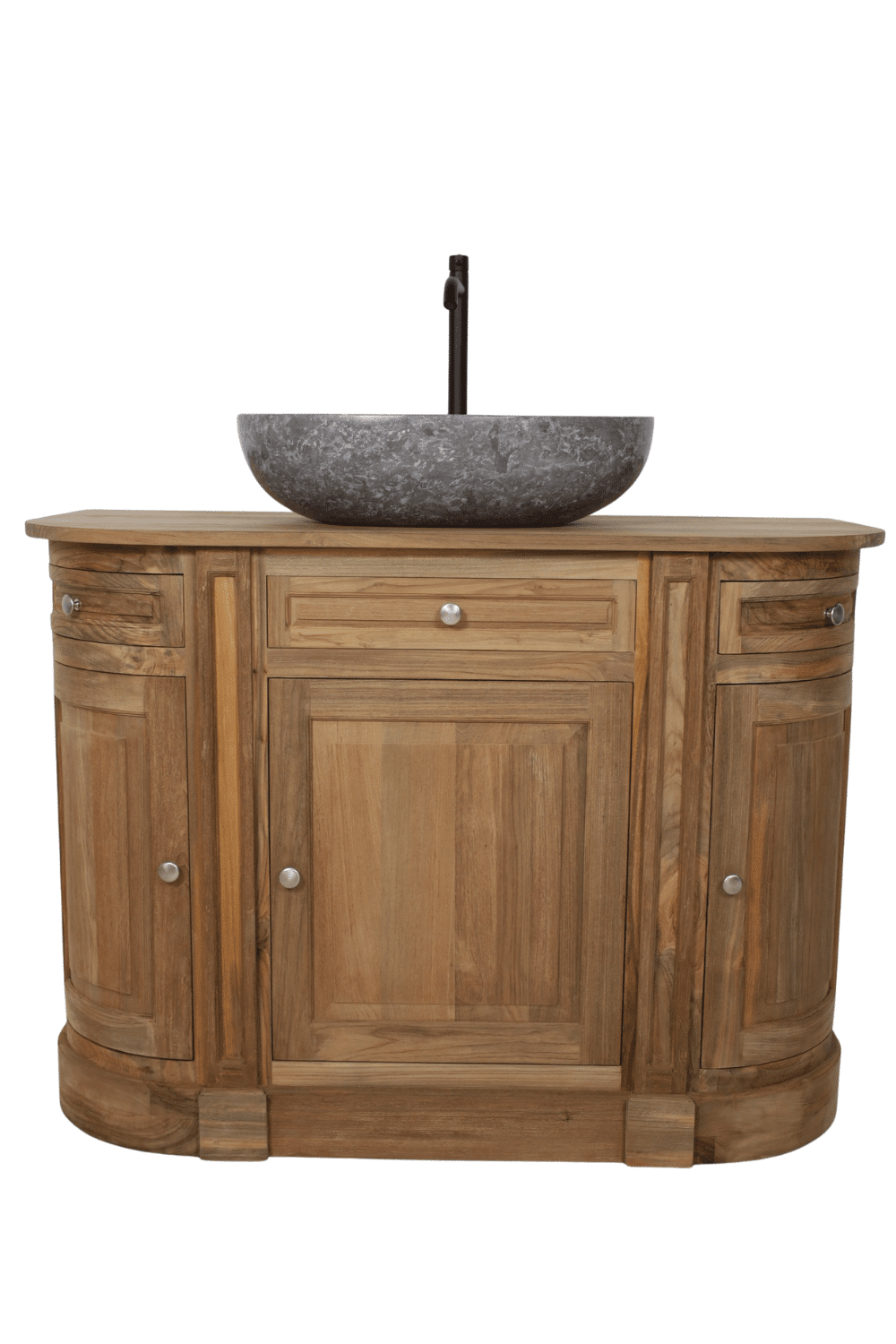 Landelijk teak houten badkamer meubel met ronde hoeken 125x59x90 cm