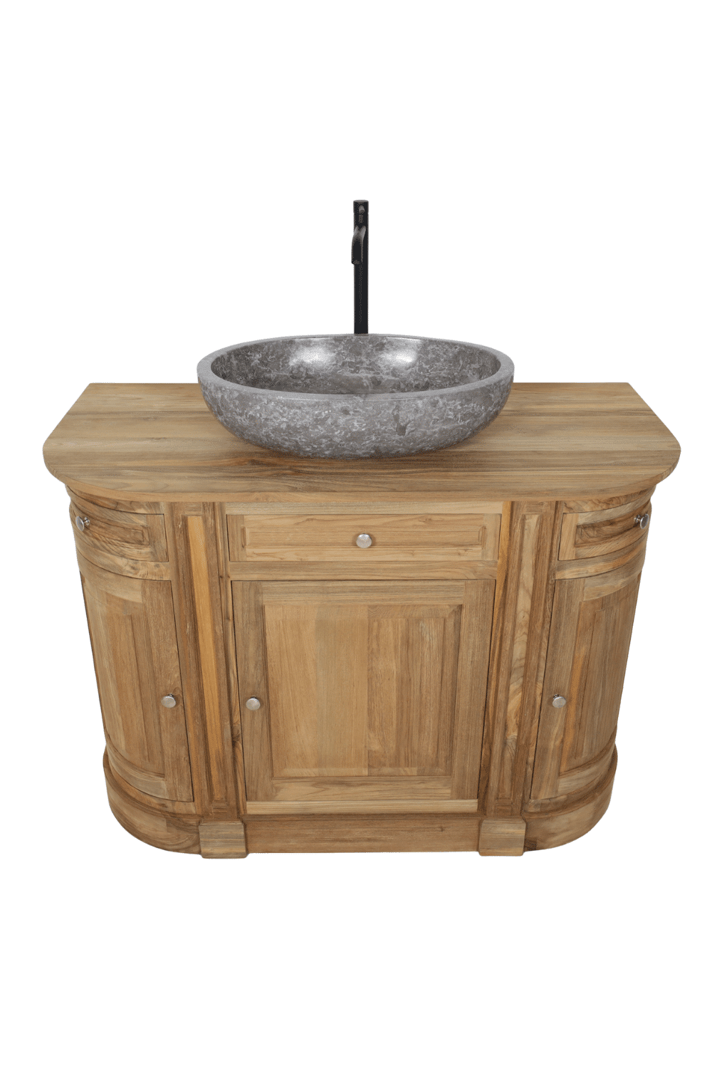 Landelijk teak houten badkamer meubel met ronde hoeken 125x59x90 cm