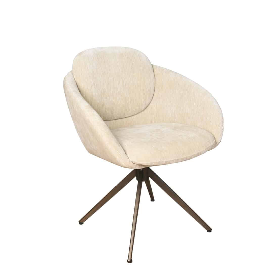 Eetkamerstoel Nice Draaibaar rond kuip stoel model wit beige Eetkamerstoel Nice Draaibaar rond kuip stoel model wit beige