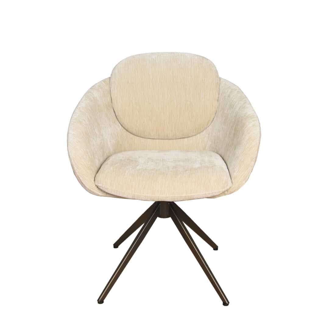 Eetkamerstoel Nice Draaibaar rond kuip stoel model wit beige Eetkamerstoel Nice Draaibaar rond kuip stoel model wit beige