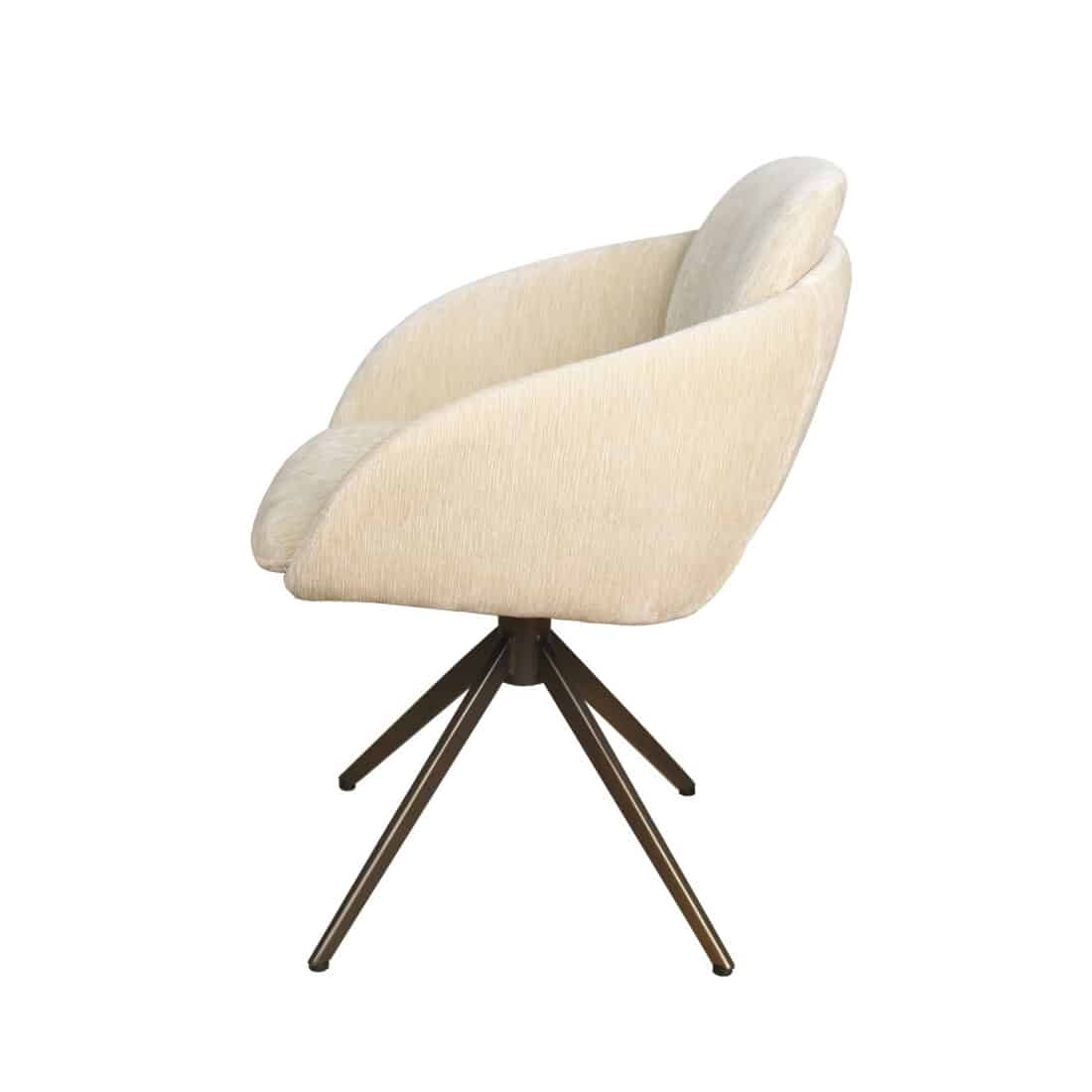 Eetkamerstoel Nice Draaibaar rond kuip stoel model wit beige Eetkamerstoel Nice Draaibaar rond kuip stoel model wit beige