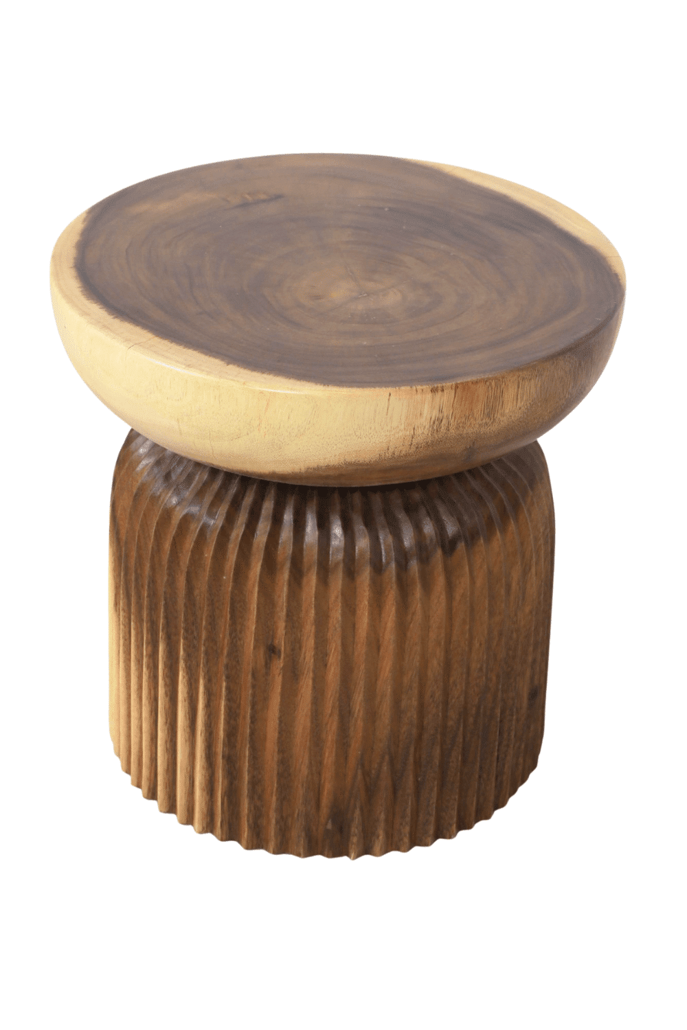 Bijzettafel van hout met ribbels 40x40x40 cm