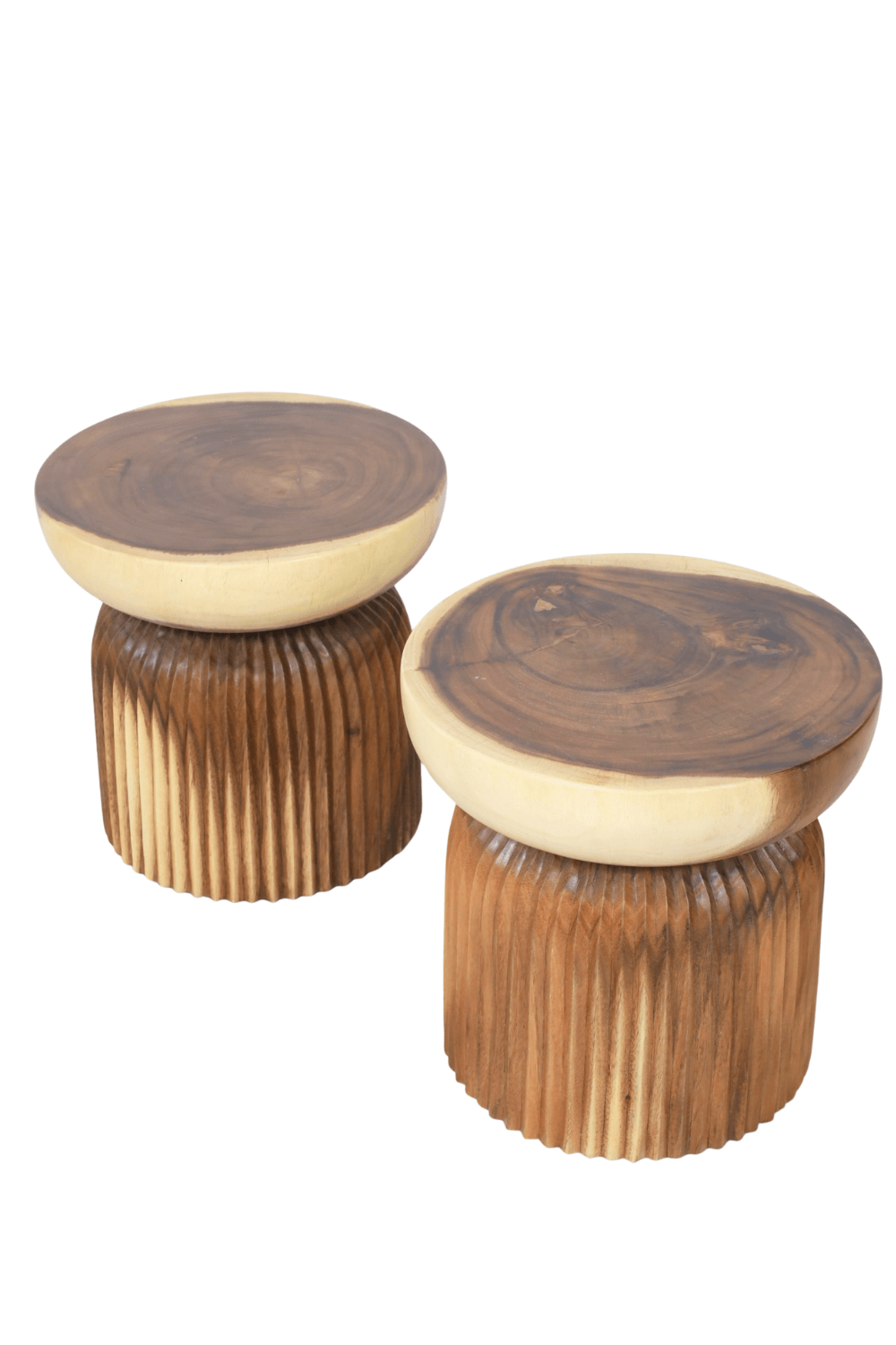 Bijzettafel van hout met ribbels 40x40x40 cm