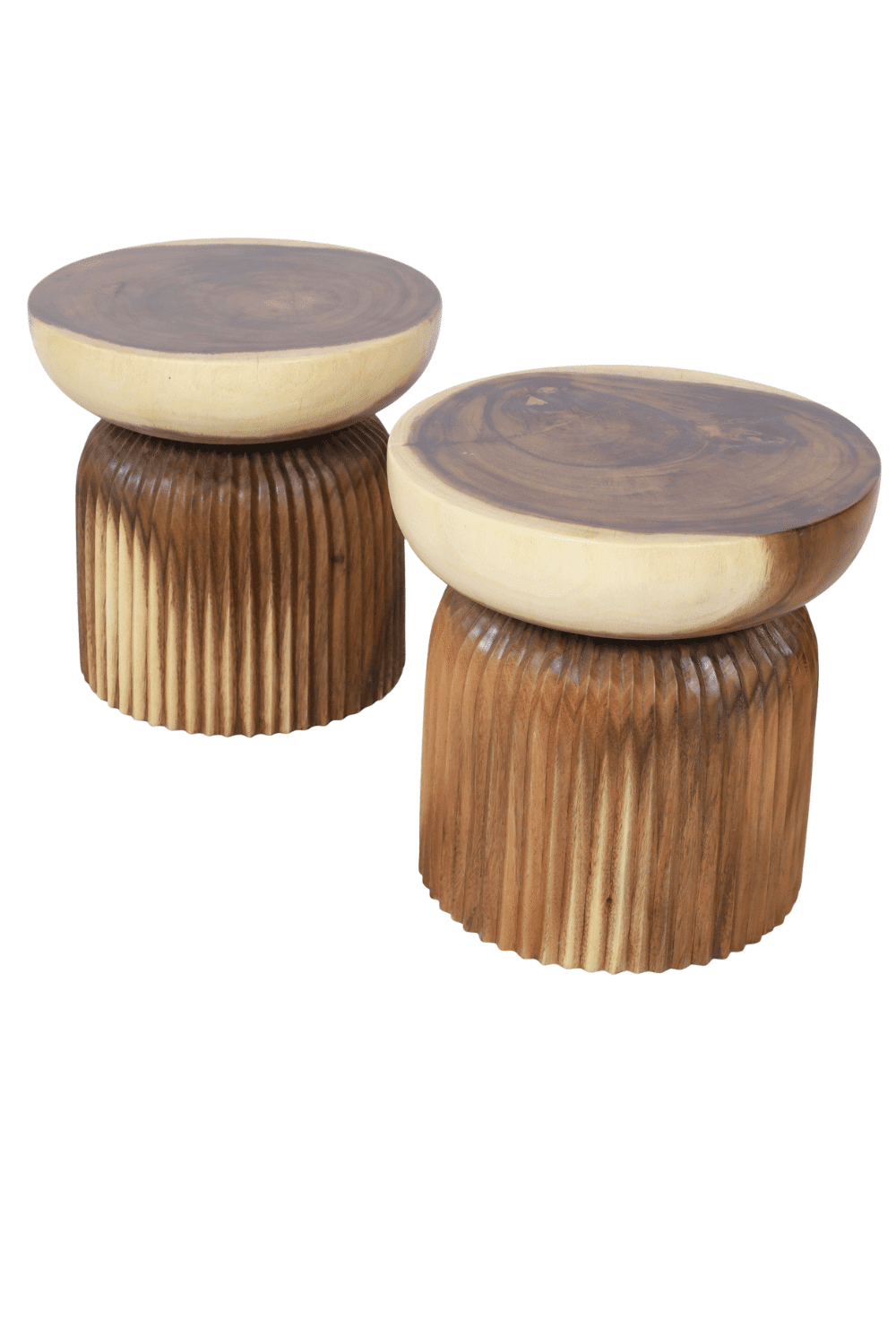 Bijzettafel van hout met ribbels 40x40x40 cm