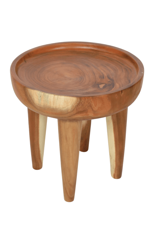 Nr 4 bijzettafel suar rond met 4 poten 45x45x46 cm