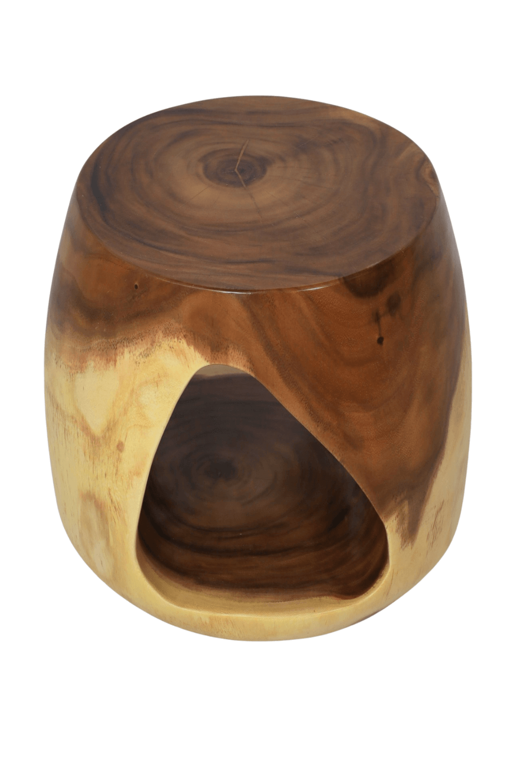 Krukje bijzettafeltje rond uitgehold in de vorm van een druppel 45x45x46 cm