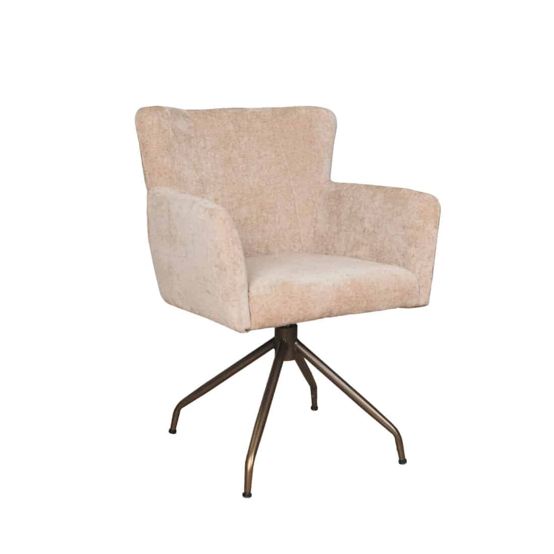 eetkamerstoel Prague vierkant model hoge rug leuning draaibaar oude kleur en bruin onderstel