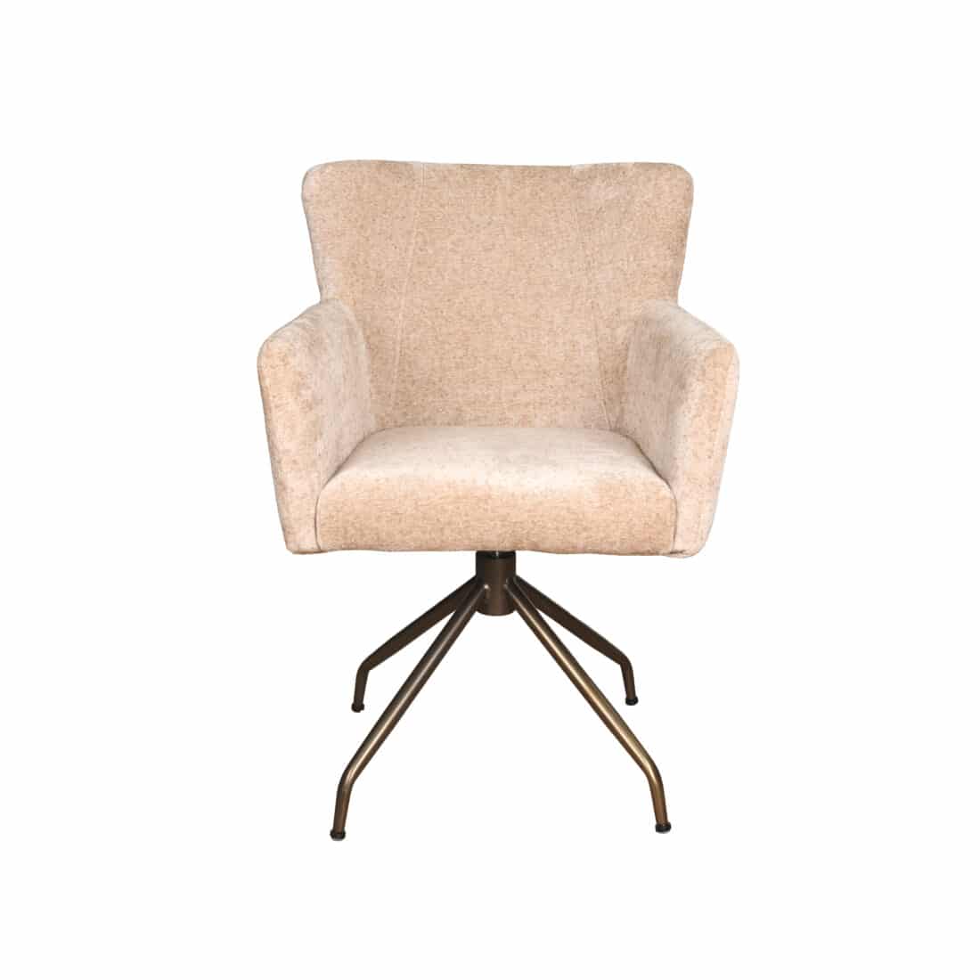 eetkamerstoel Prague vierkant model hoge rug leuning draaibaar oude kleur en bruin onderstel