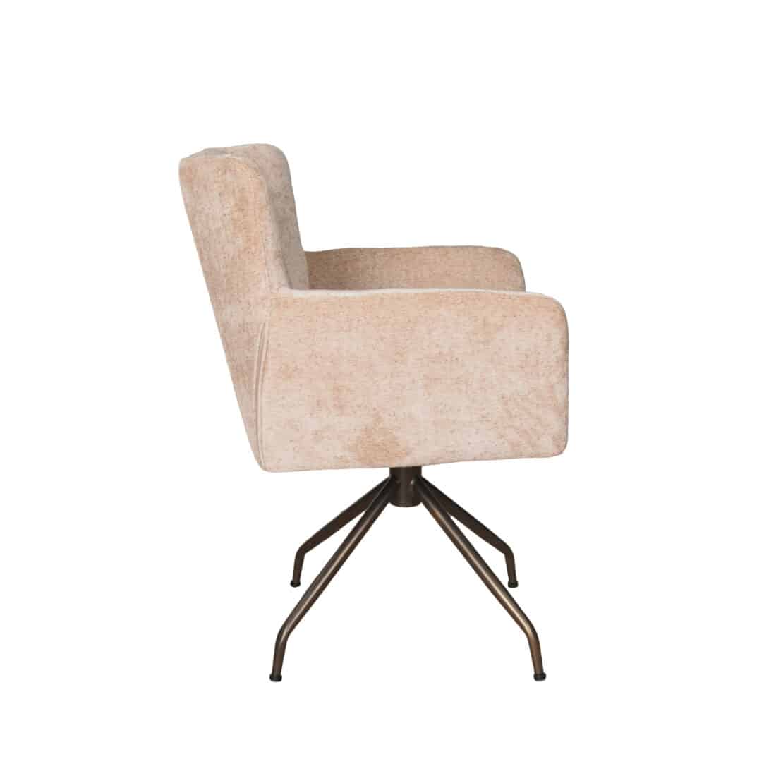 eetkamerstoel Prague vierkant model hoge rug leuning draaibaar oude kleur en bruin onderstel