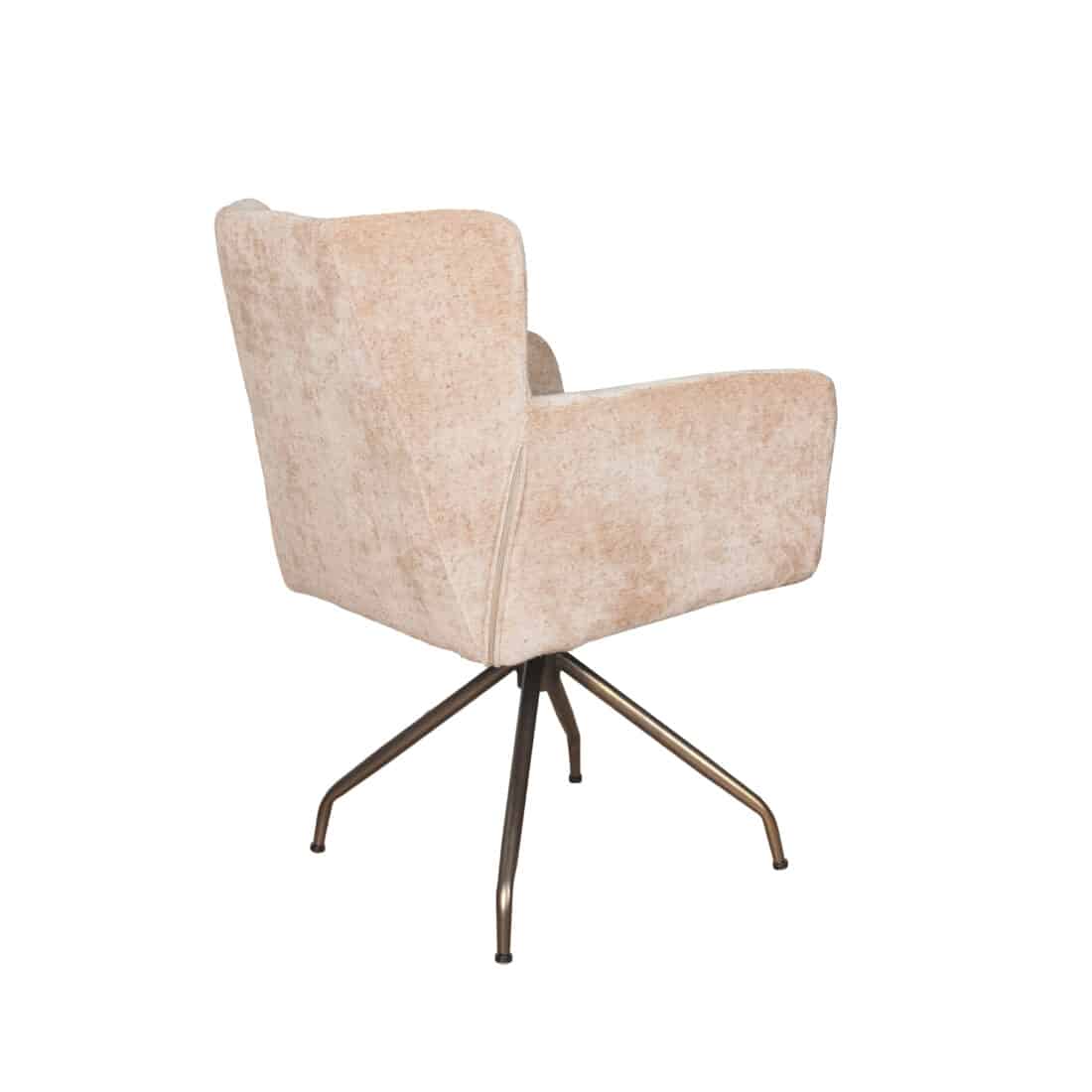 eetkamerstoel Prague vierkant model hoge rug leuning draaibaar oude kleur en bruin onderstel