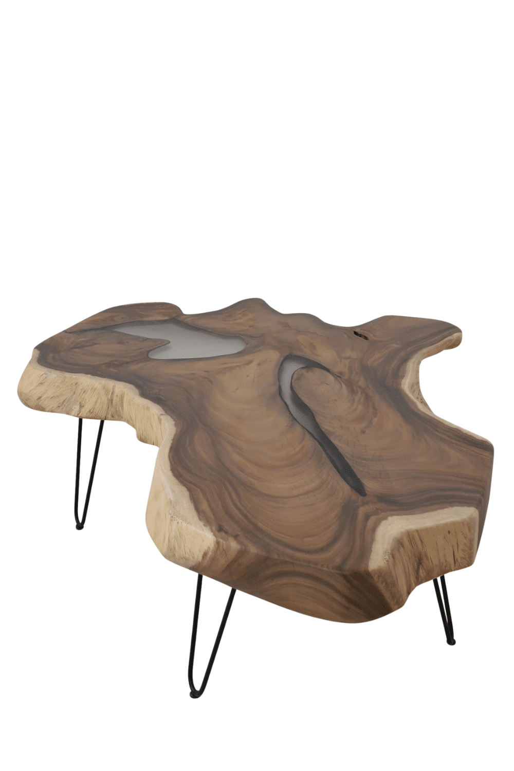 Suar houten boomstamtafel salontafel met epoxy
