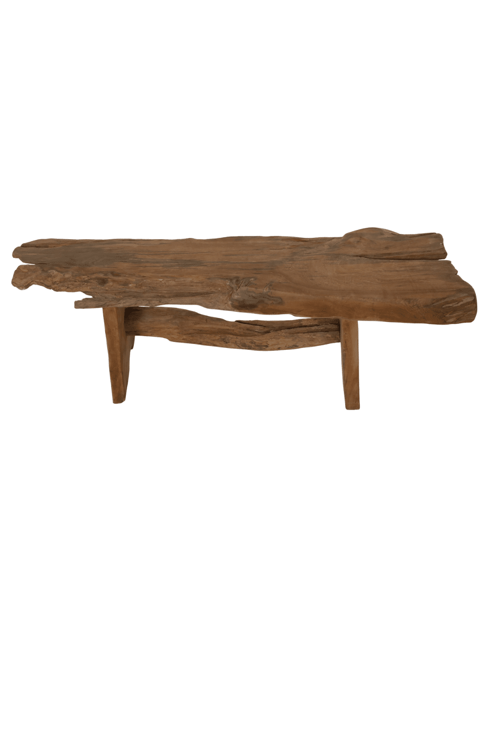 stoer Teakhouten boomstam bankje 120x 37x46 cm