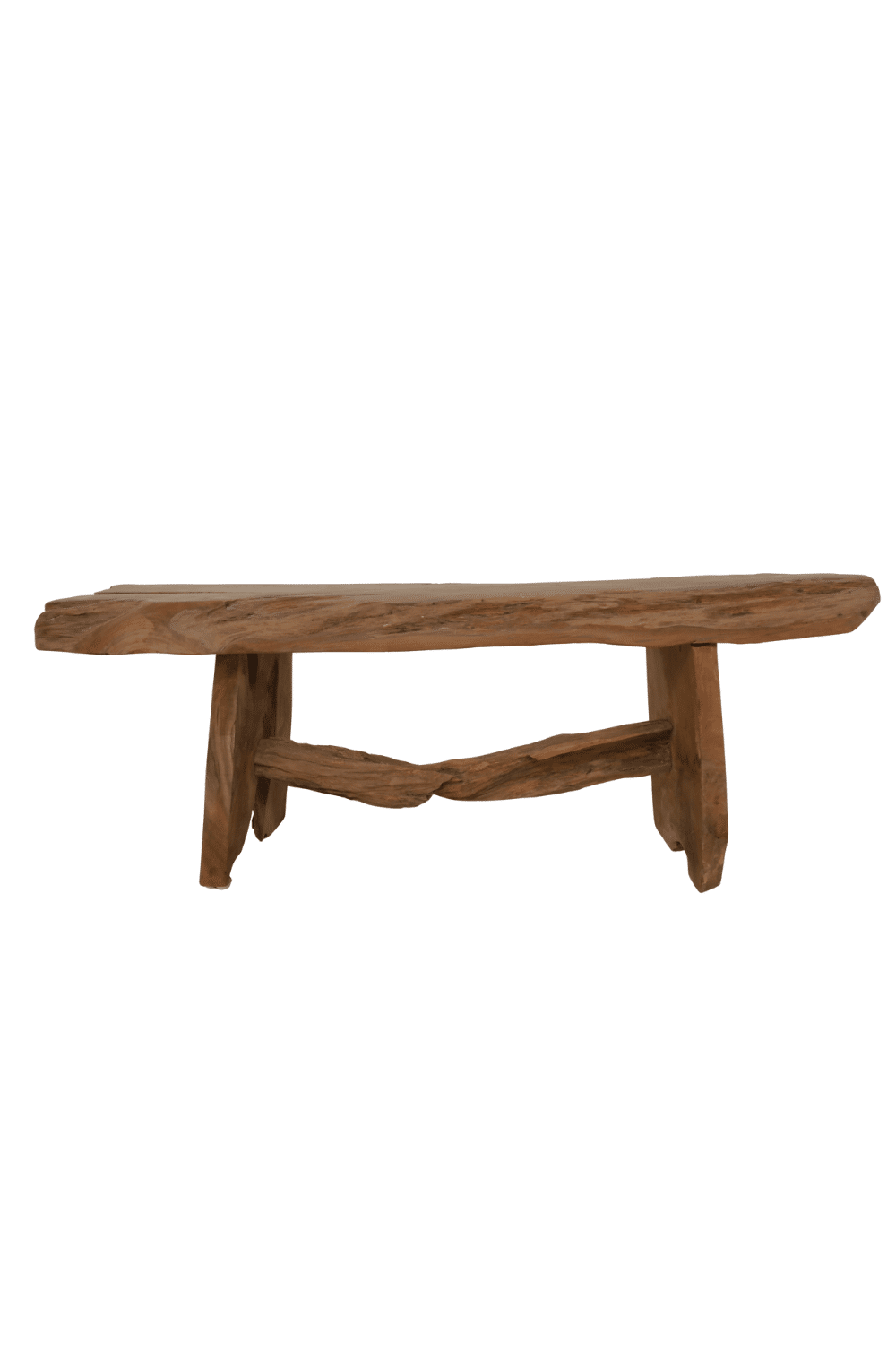 Teak boomstam bankje 120x 37x46 cm