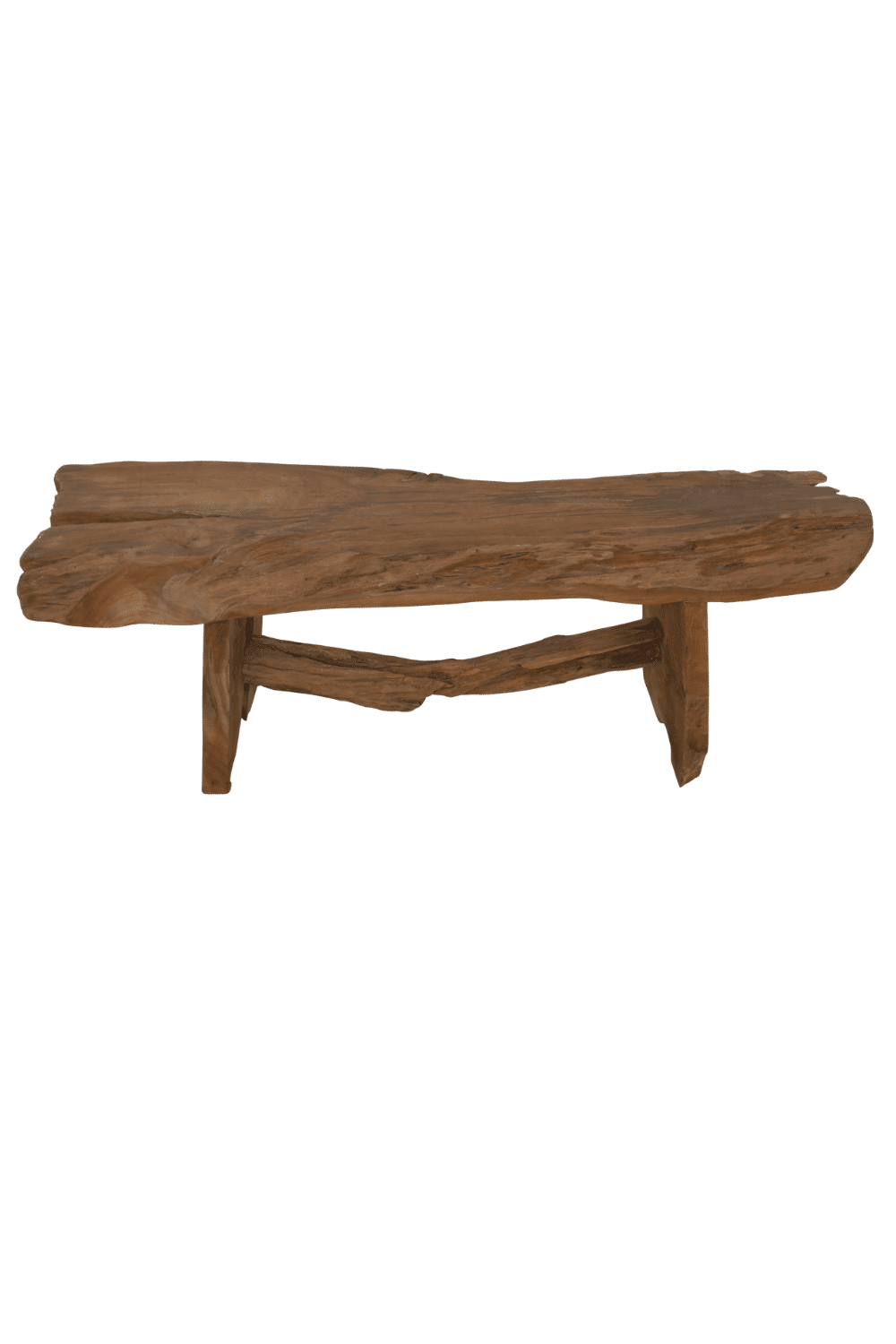 Teak boomstam bankje 120x 37x46 cm