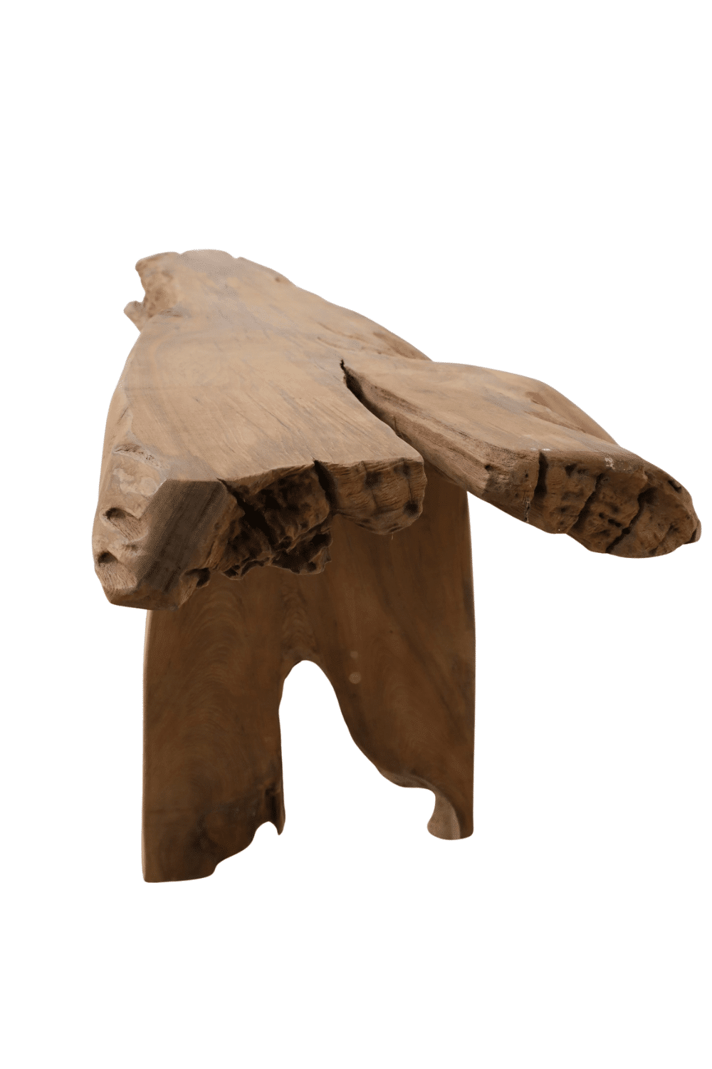 Teak boomstam bankje 120x 37x46 cm