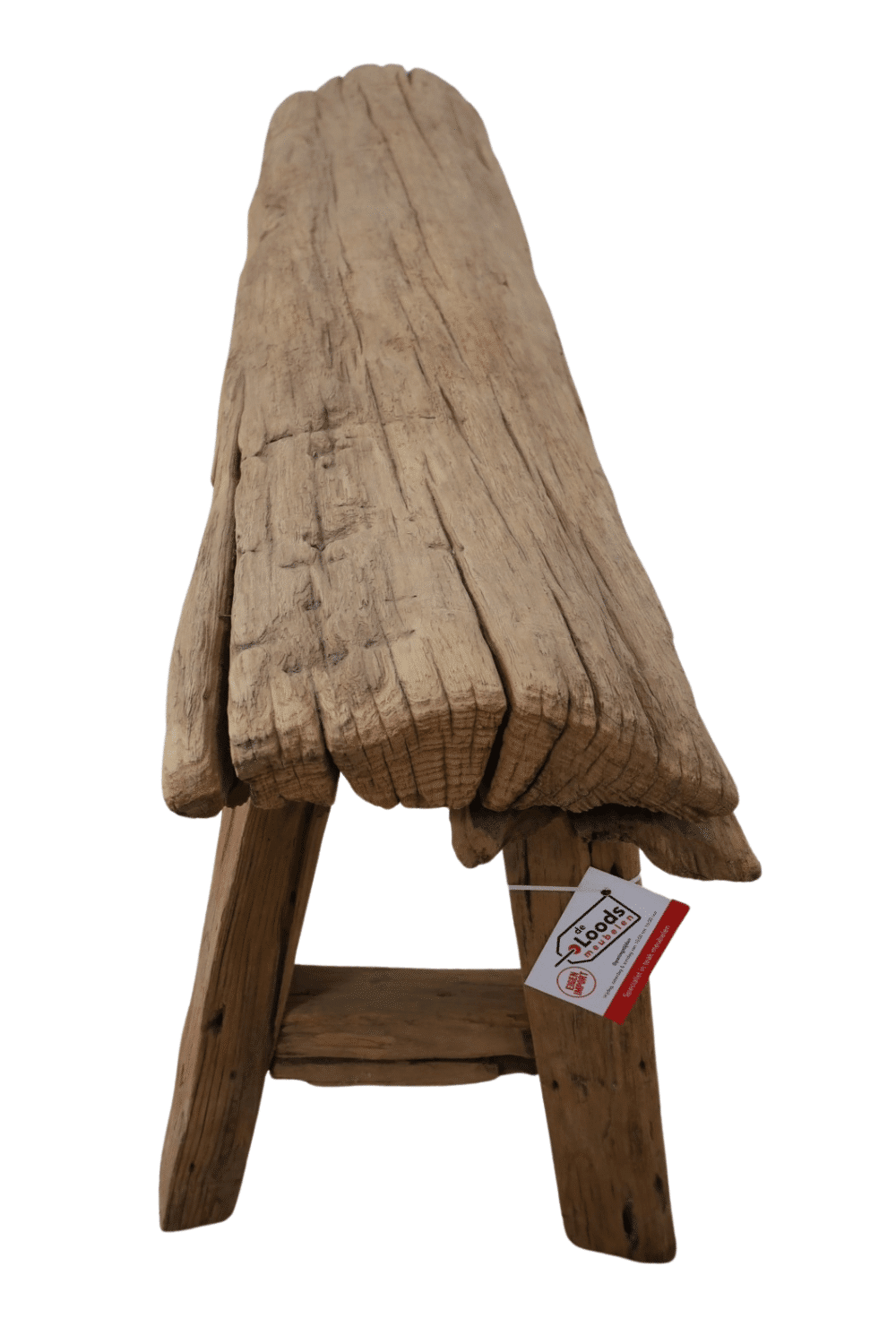 teak houten boomstam bankje 130 cm ruw grof hout