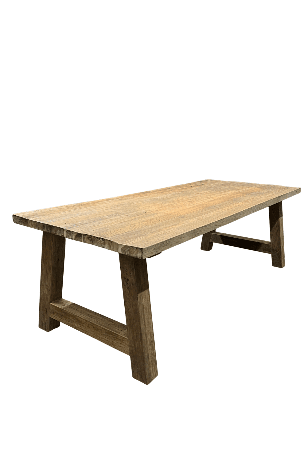 Landelijke eettafel teak hout 240 cm met a poot Landelijke eettafel teak hout 240 cm met a poot