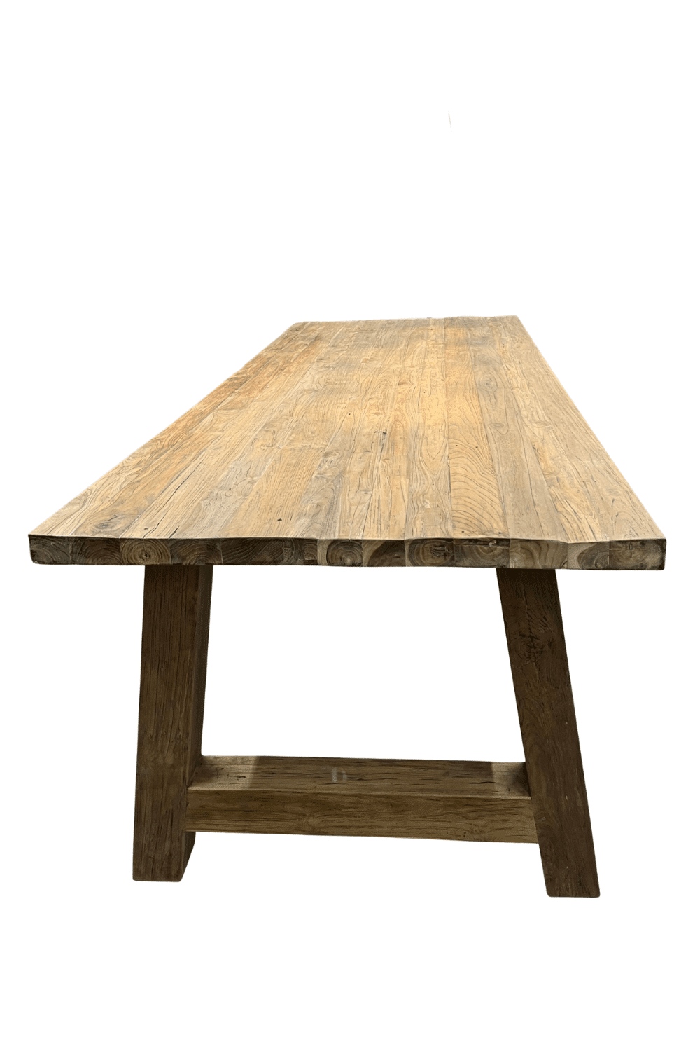 Landelijke eettafel teak hout 240 cm met a poot Landelijke eettafel teak hout 240 cm met a poot