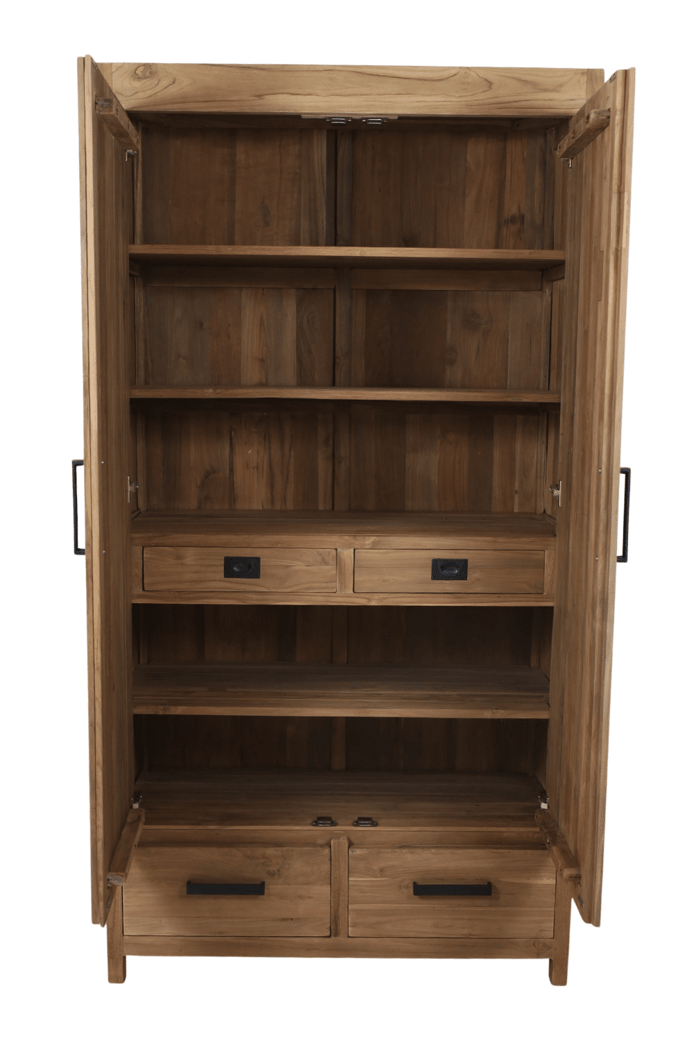 Teak houten opbergkast 110x50x210 cm met lades