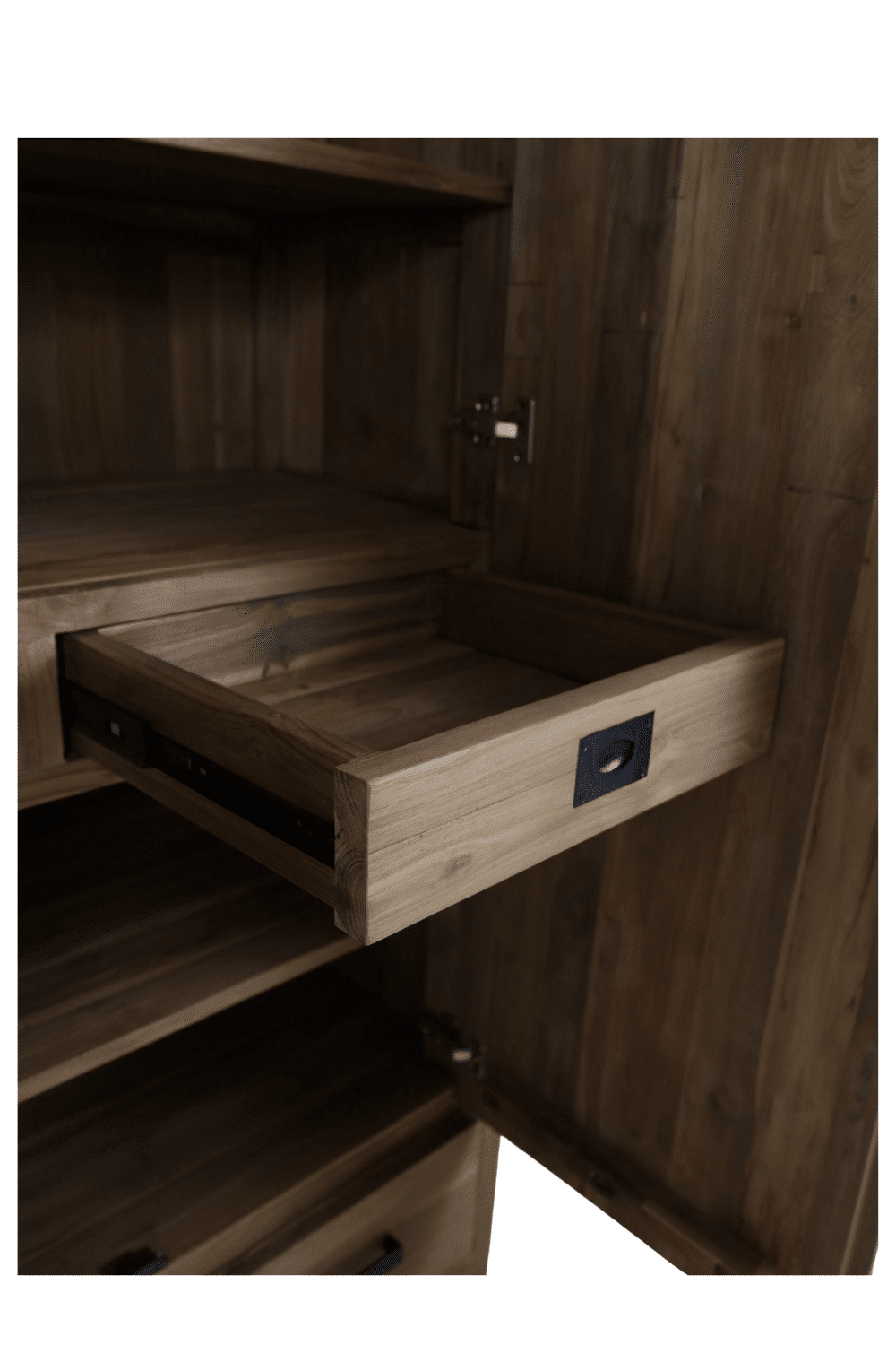 Teak houten opbergkast 110x50x210 cm met lades