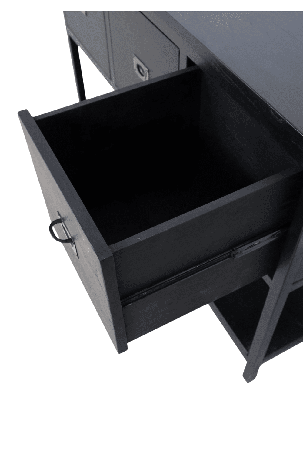 Zwart teak houten Badkamermeubel met 3 lades en onderplank 120x45x85 cm Zwart teak houten Badkamermeubel met 3 lades en onderplank 120x45x85 cm