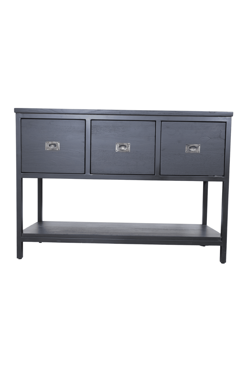 Zwart teak houten Badkamermeubel met 3 lades en onderplank 120x45x85 cm Zwart teak houten Badkamermeubel met 3 lades en onderplank 120x45x85 cm