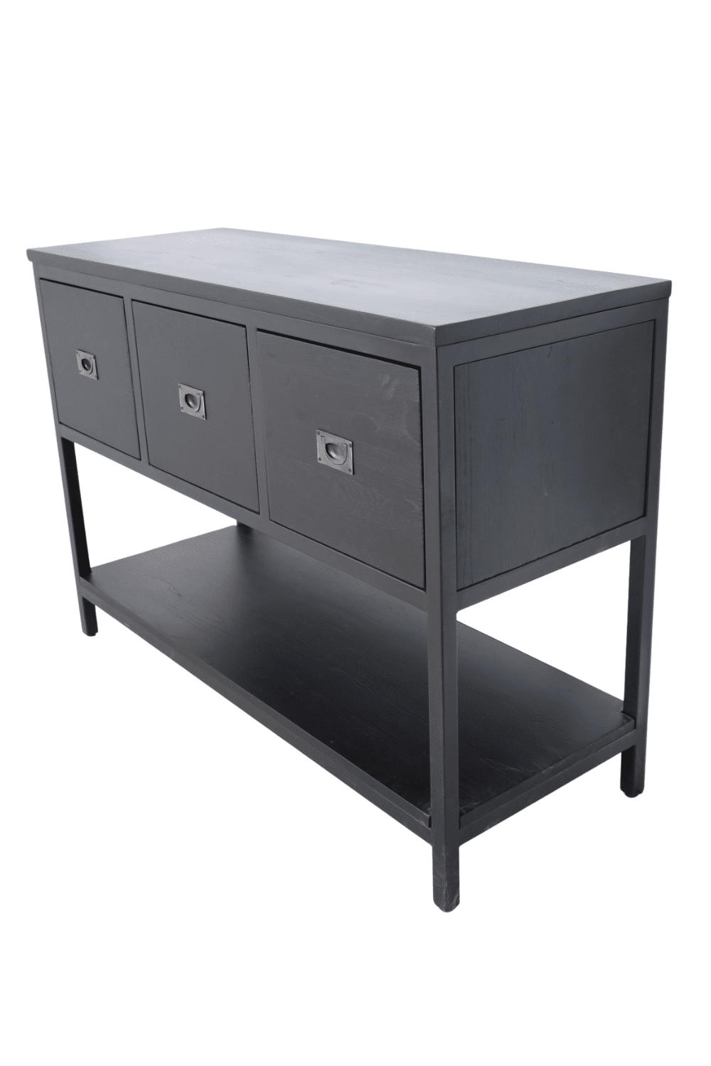 Zwart teak houten Badkamermeubel met 3 lades en onderplank 120x45x85 cm Zwart teak houten Badkamermeubel met 3 lades en onderplank 120x45x85 cm