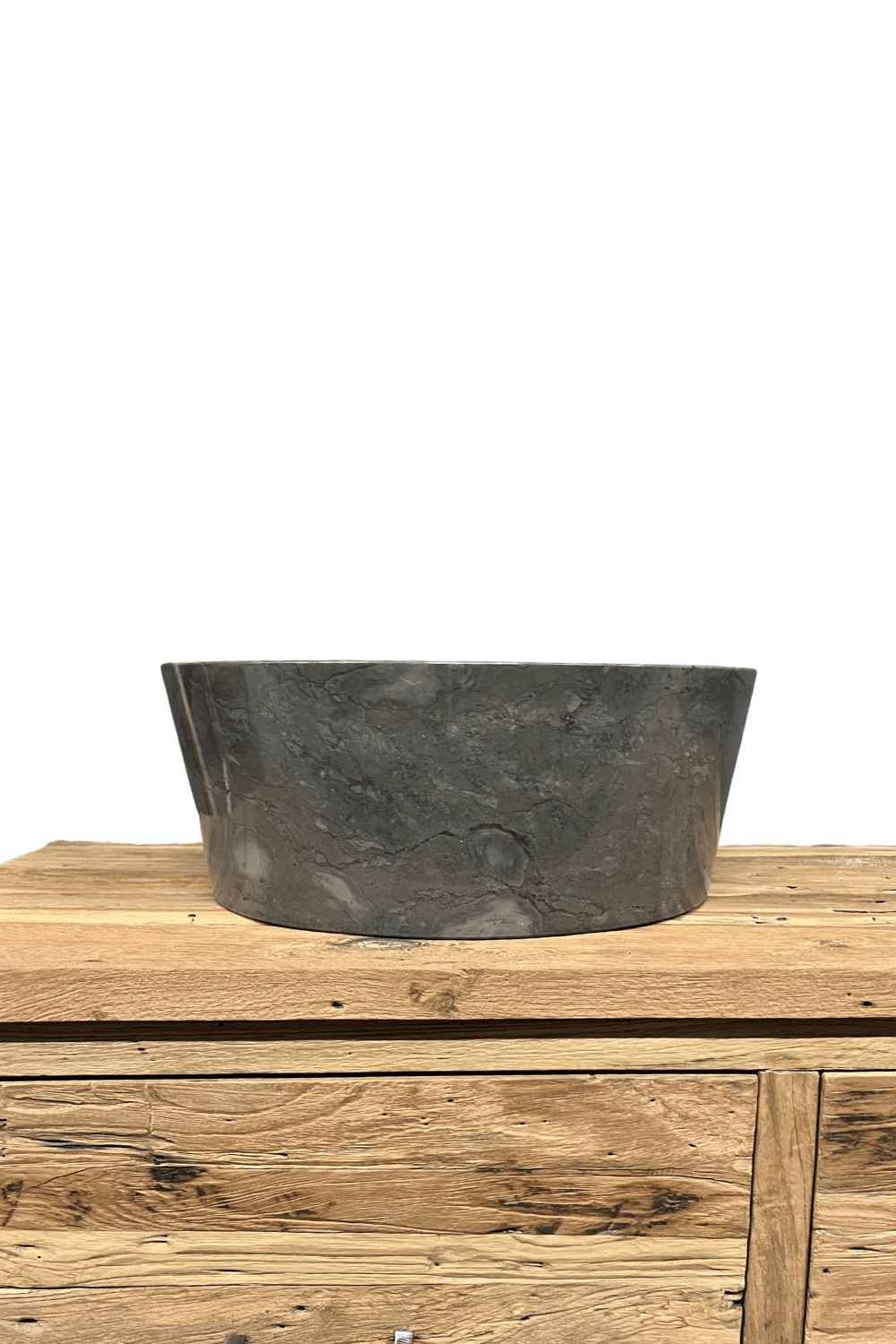 Grijze marmeren wasbak in de vorm van een cilinder 40x40x15 cm