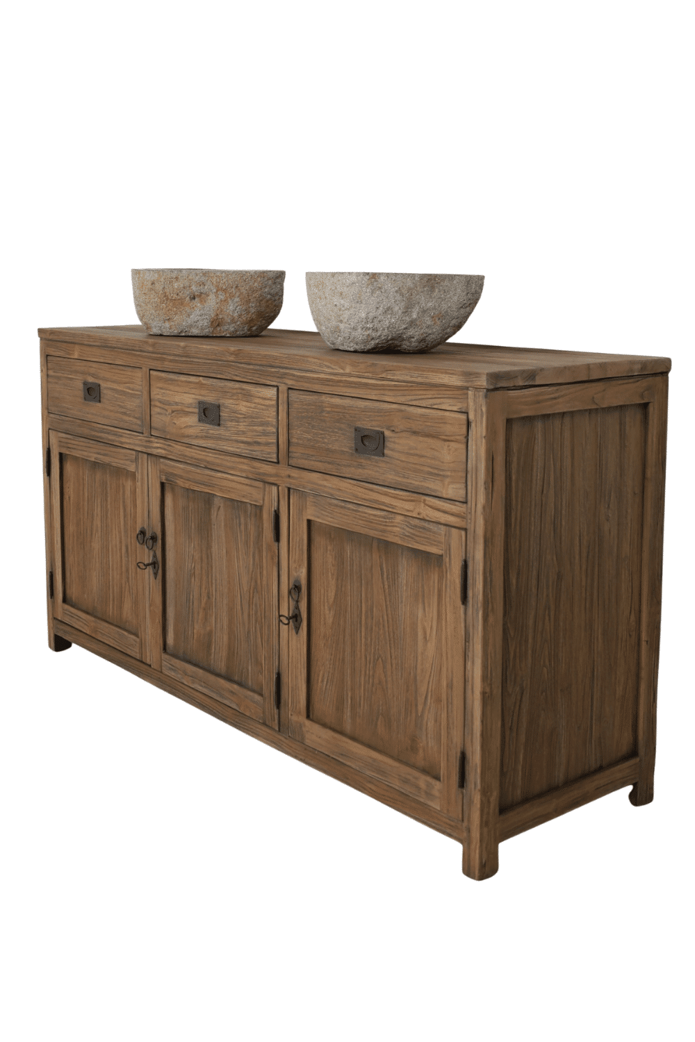 landelijk teak houten rustiek badkamermeubel met lades en deurtjes 160x50x85 cm