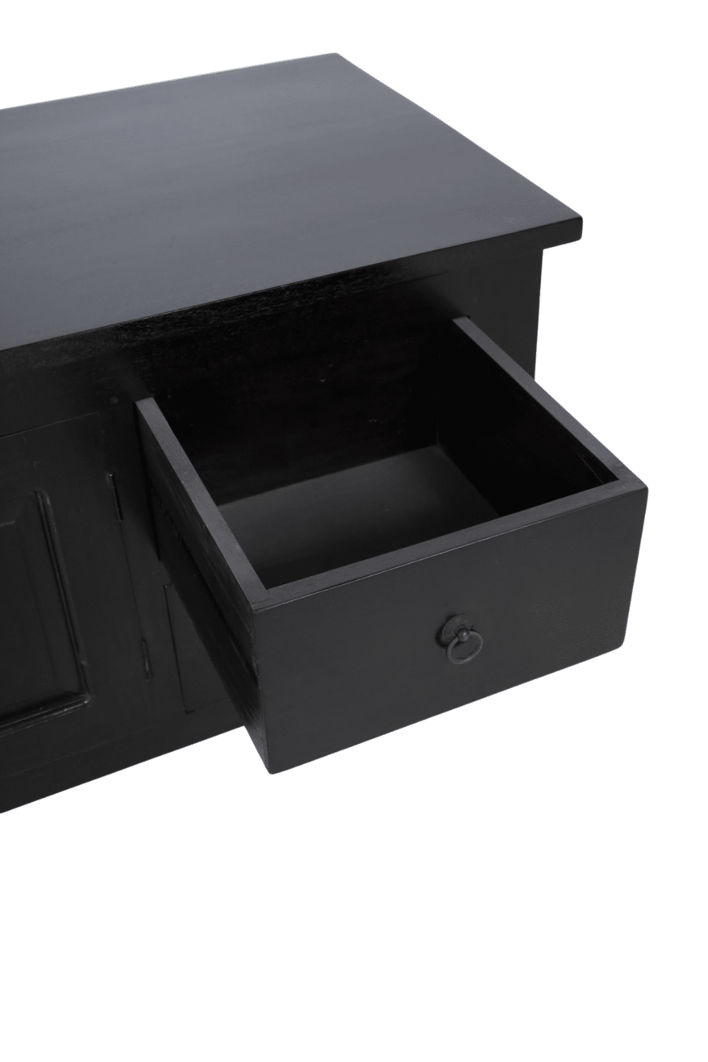 tv meubel koloniaal zwart 120x55x60 cm 2 deurtjes en 2 lades