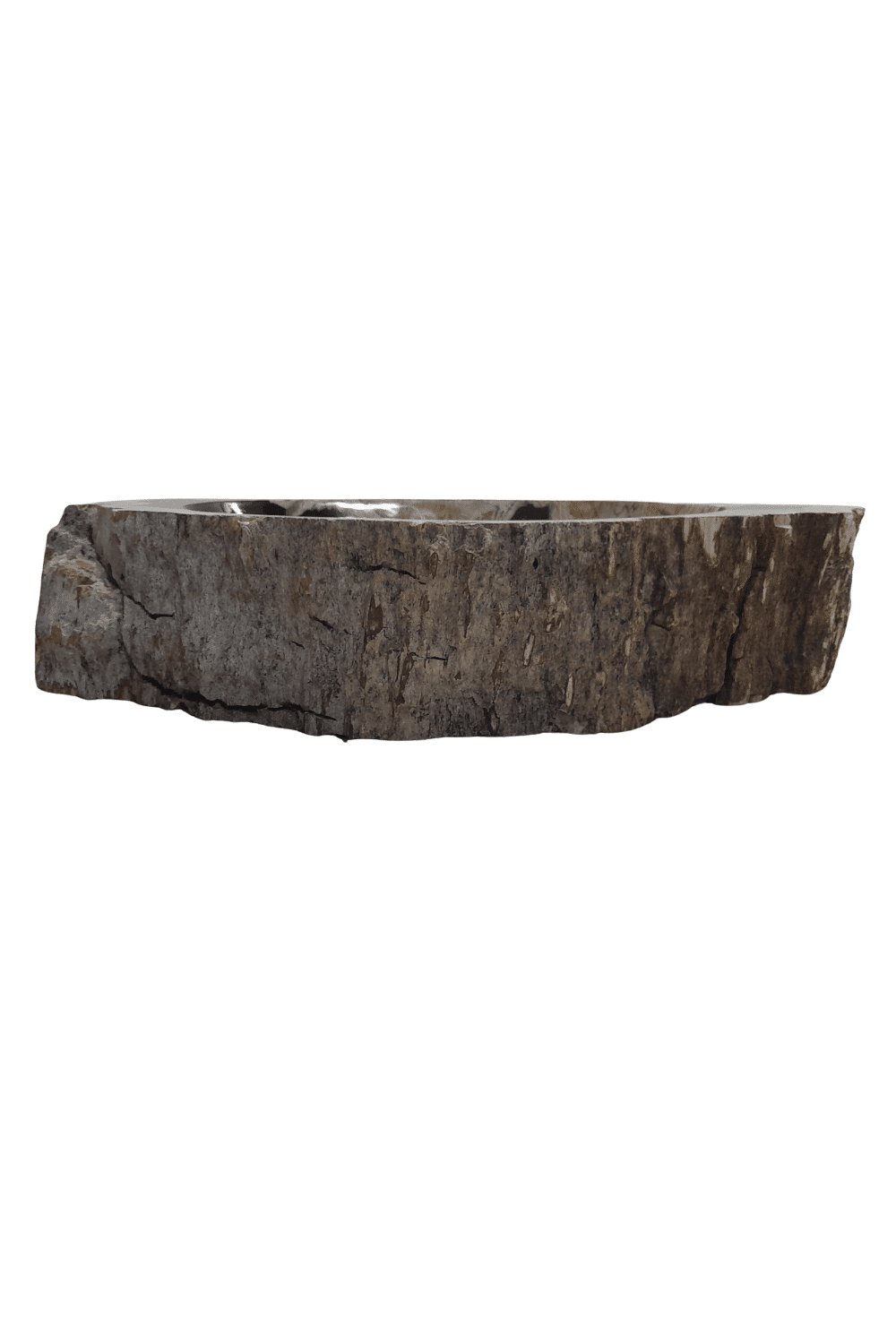 Versteend houten wasbak ovaal zwart met beige 67x31x15 cm