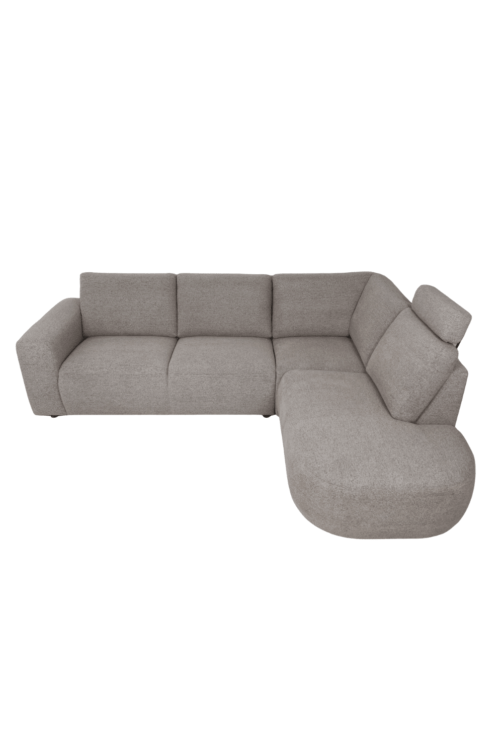 hoekbank met vaste kussens Hoofdsteun en ronde vorm grijs 275 cm