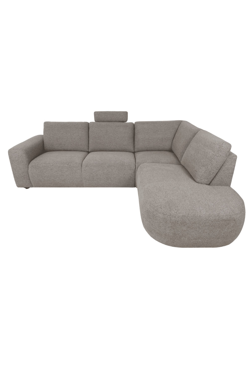 hoekbank met vaste kussens Hoofdsteun en ronde vorm grijs 275 cm