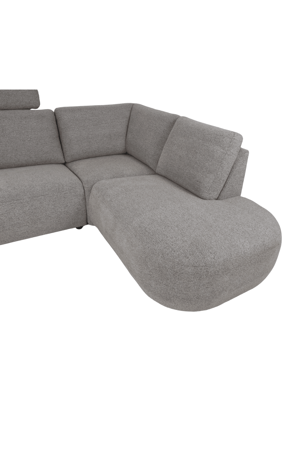 hoekbank met vaste kussens Hoofdsteun en ronde vorm grijs 275 cm