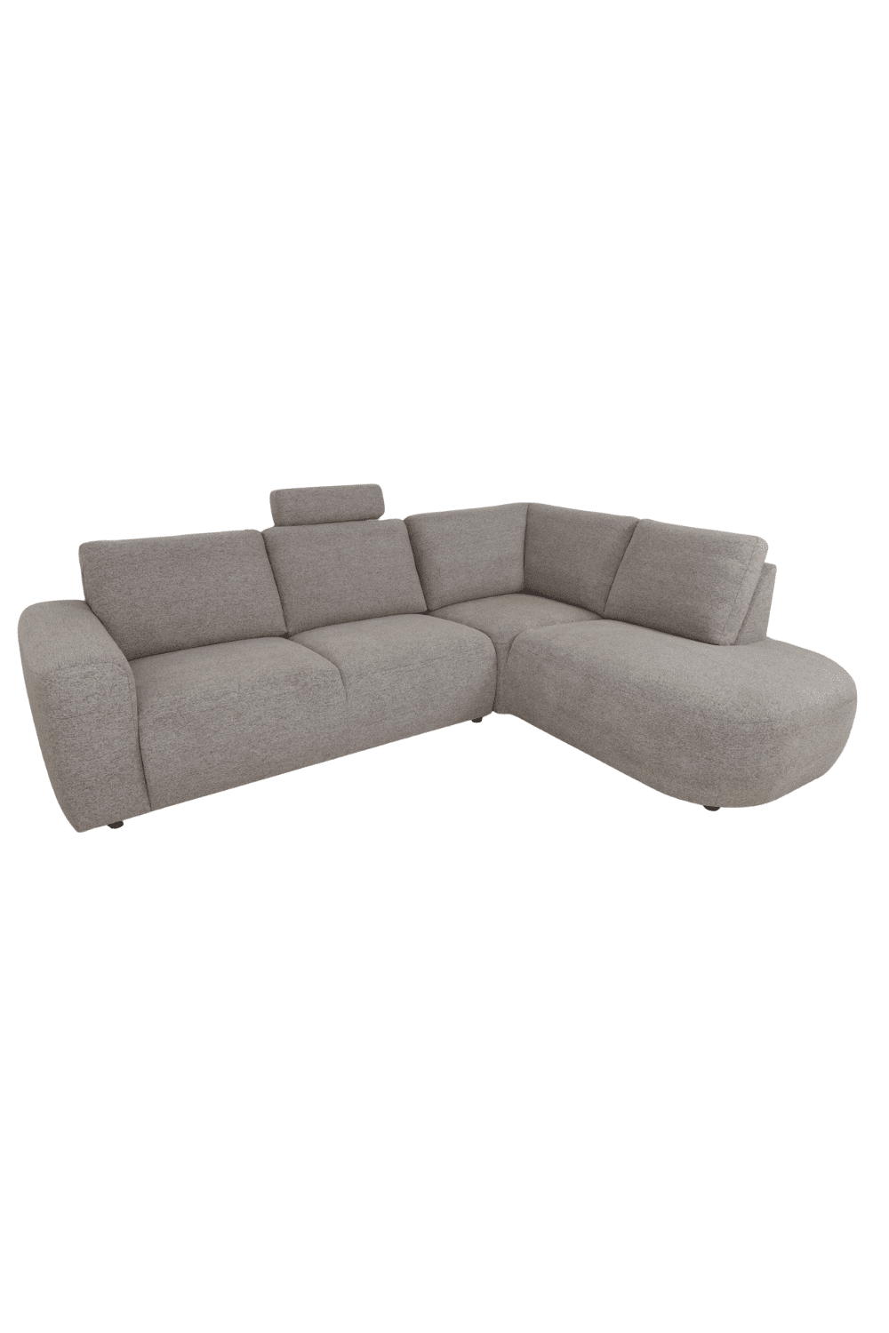 hoekbank met vaste kussens Hoofdsteun en ronde vorm grijs 275 cm