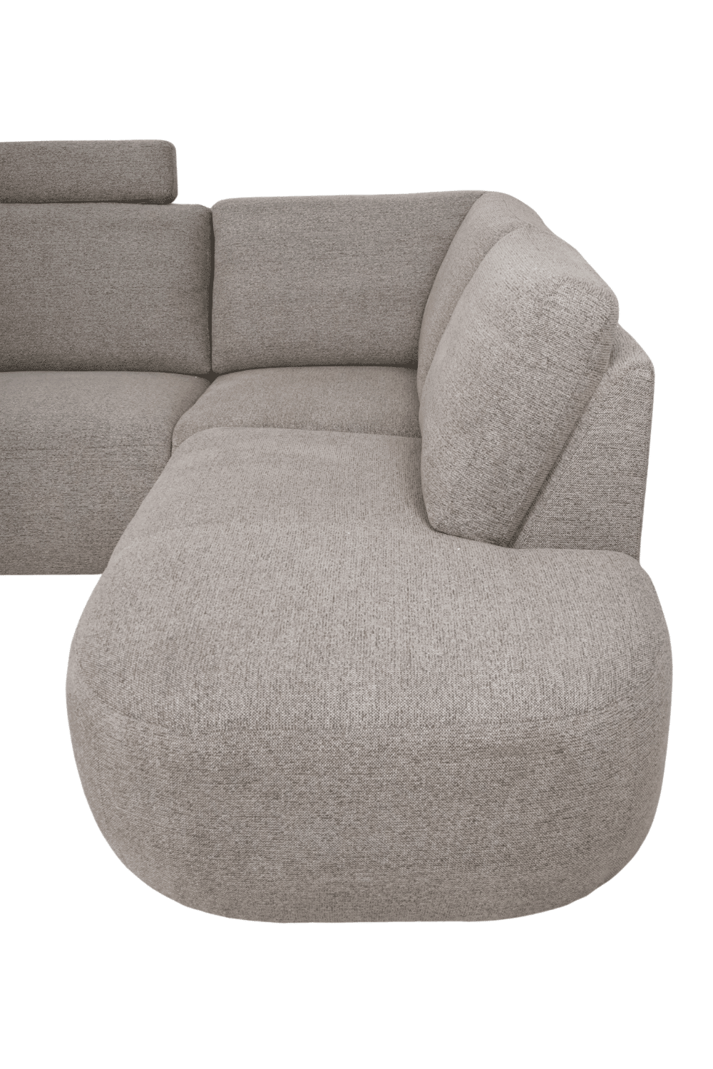 hoekbank met vaste kussens Hoofdsteun en ronde vorm grijs 275 cm