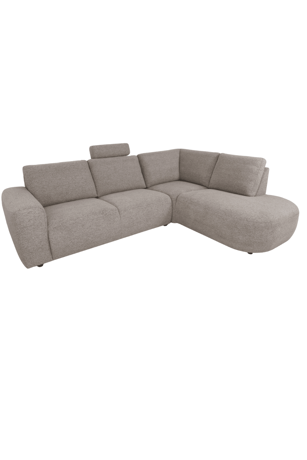 hoekbank met vaste kussens Hoofdsteun en ronde vorm grijs 275 cm