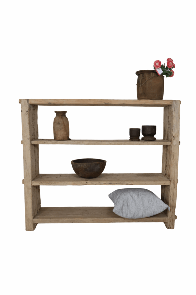 Oud houten rek Boekenkast rek half hoog 170x37x141cm