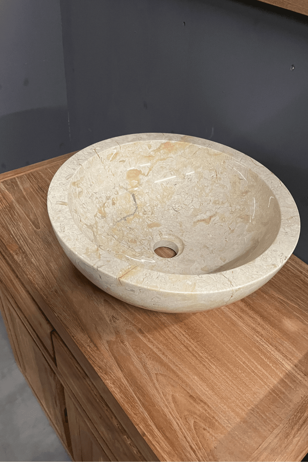 Ronde Marmeren wasbak beige crème
