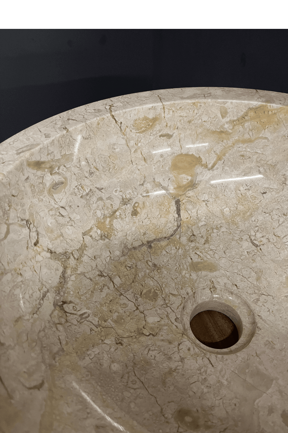 Ronde Marmeren wasbak beige crème