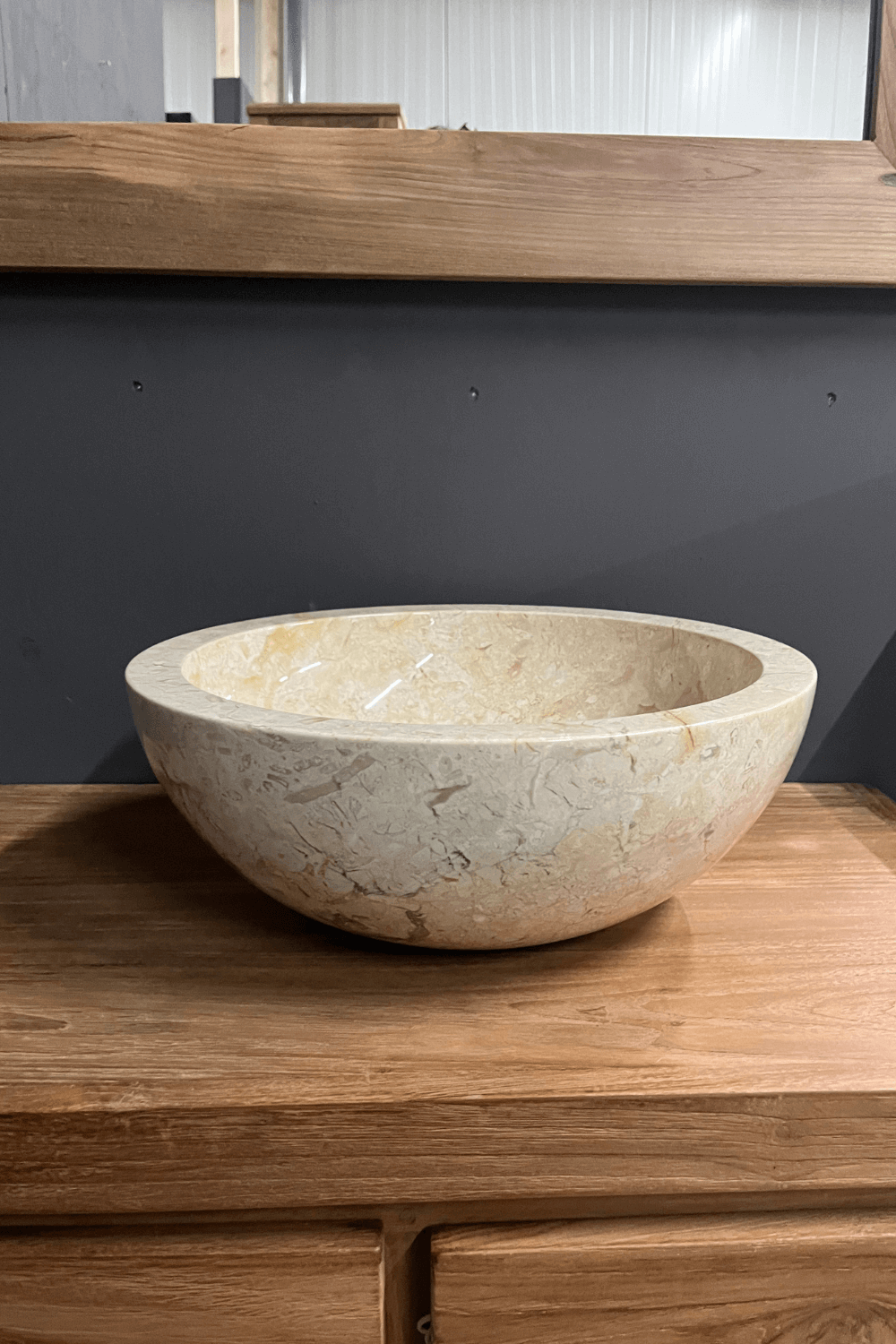 Ronde Marmeren wasbak beige crème