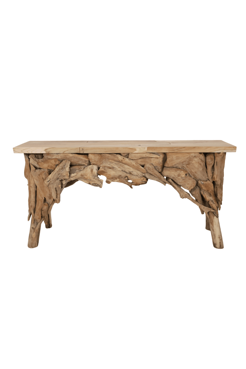 Side table wortel teak ruwe grove side table 160x32x82 cm