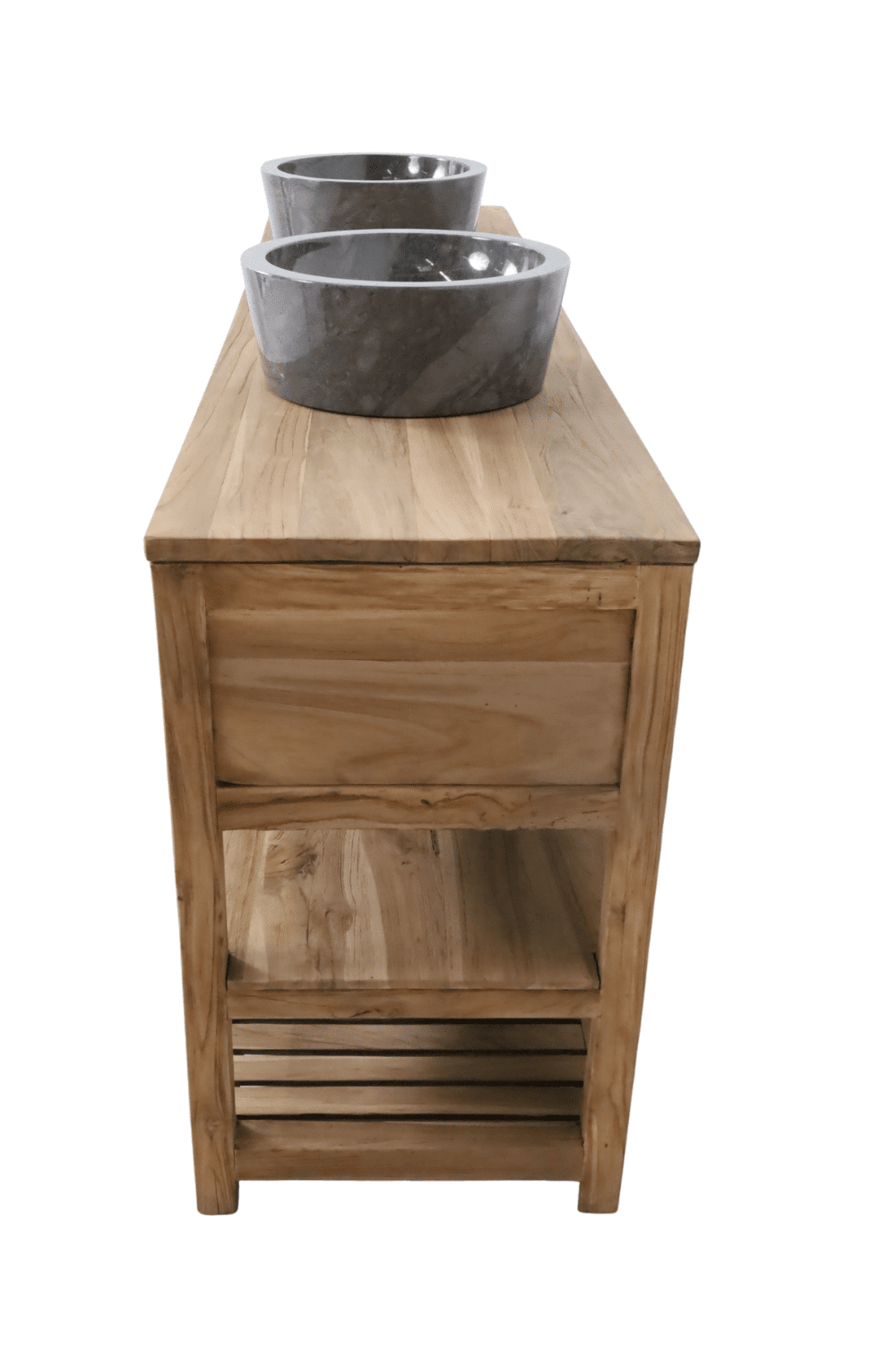 groot Teak houten badkamermeubel 200 cm 4 lades en 2 onderplanken