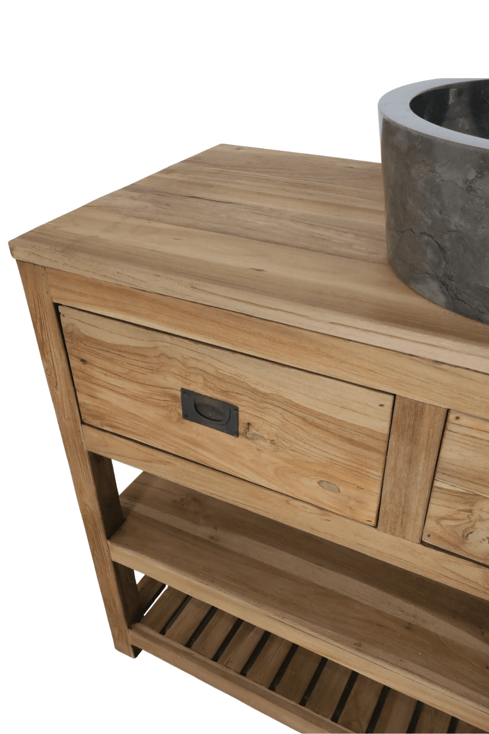 groot Teak houten badkamermeubel 200 cm 4 lades en 2 onderplanken